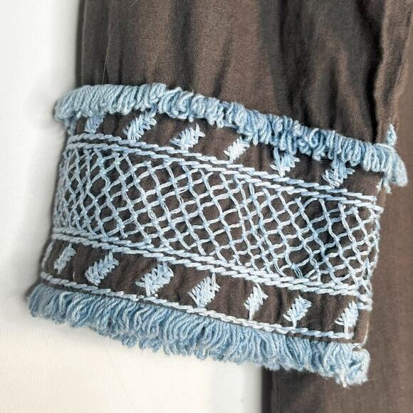 Gretchen Scott Binge Embroidered Tunic Dress Charcoal Grey Blue - Picture 7 of 15